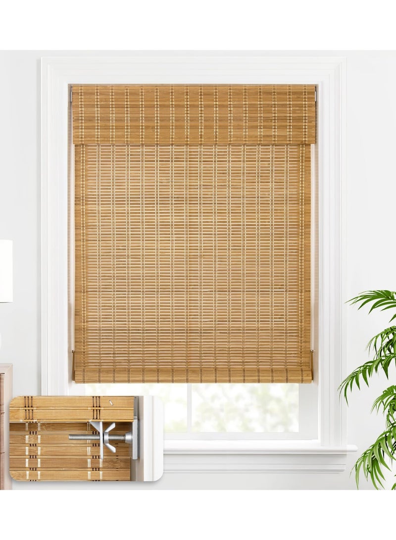 No Tools No Drill Bamboo Roller Shades, Cordless Bamboo Blinds, Light Filtering Bamboo Roll Up Blinds for Windows, Wood Window Blinds (Size : A) - Image 1