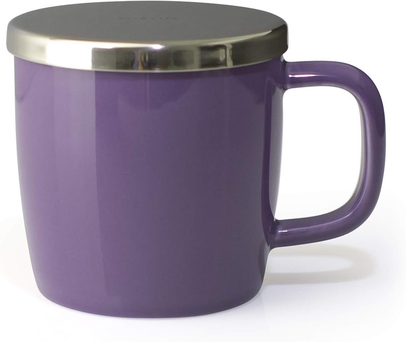 FORLIFE Dew Glossy Finish BrewInMug with Basket Infuser Mirror Stainless Lid 11 oz Purple - Image 1