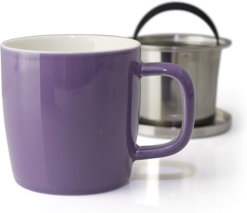 FORLIFE Dew Glossy Finish BrewInMug with Basket Infuser Mirror Stainless Lid 11 oz Purple - Image 3