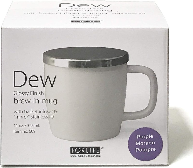 FORLIFE Dew Glossy Finish BrewInMug with Basket Infuser Mirror Stainless Lid 11 oz Purple - Image 5