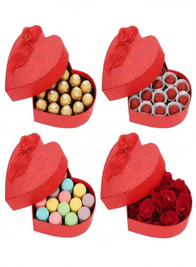 HEALEEP 4Pcs Heart Chocalate Box, Valentines Day Heart-Shaped Chocolate Case, 10-Compartment Creative Present Box for Candy Storage and Party Favors, 6.5x5.7x1.6In - Image 1