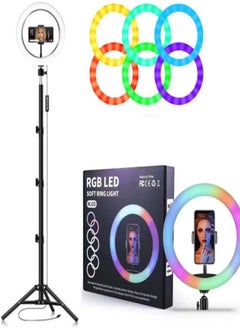 Generic MJ33 RGB Ring Light Included Stand And Phone Holder With Coloring Vibrant Lighting Is Highly Practical For Stunning Shoots - Black 