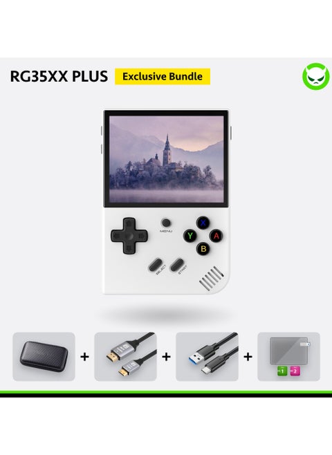 RG35XX Plus Retro Handheld Game Console 3.5-inch IPS Screen 35 Emulators Over 18K Preloaded Games WiFi & Bluetooth Plug & Play Classic Video Game Console for Kids & Adults【White-64GB-35 Emulators Over 5000 Games Pre-installed 】