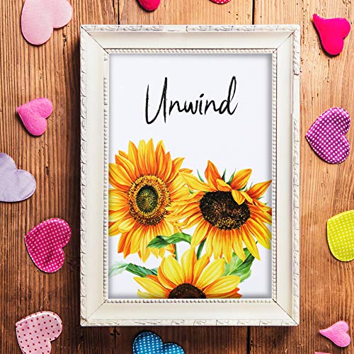 Zonon 6 Pieces Sunflower Bathroom Decor Kitchen Wall Yellow Bathroom Art Accessories Paper Decor Pictures Relax Soak Unwind for Stylish Women College Living Room Bedroom 8 x 10 Inch Unframed - Image 4