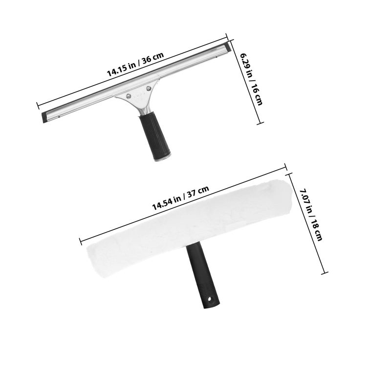 Manual Glass Window Cleaner Squeegee with Scrubber Cloth for Shower Doors Tiles Car Home Hotel School Use - Image 3