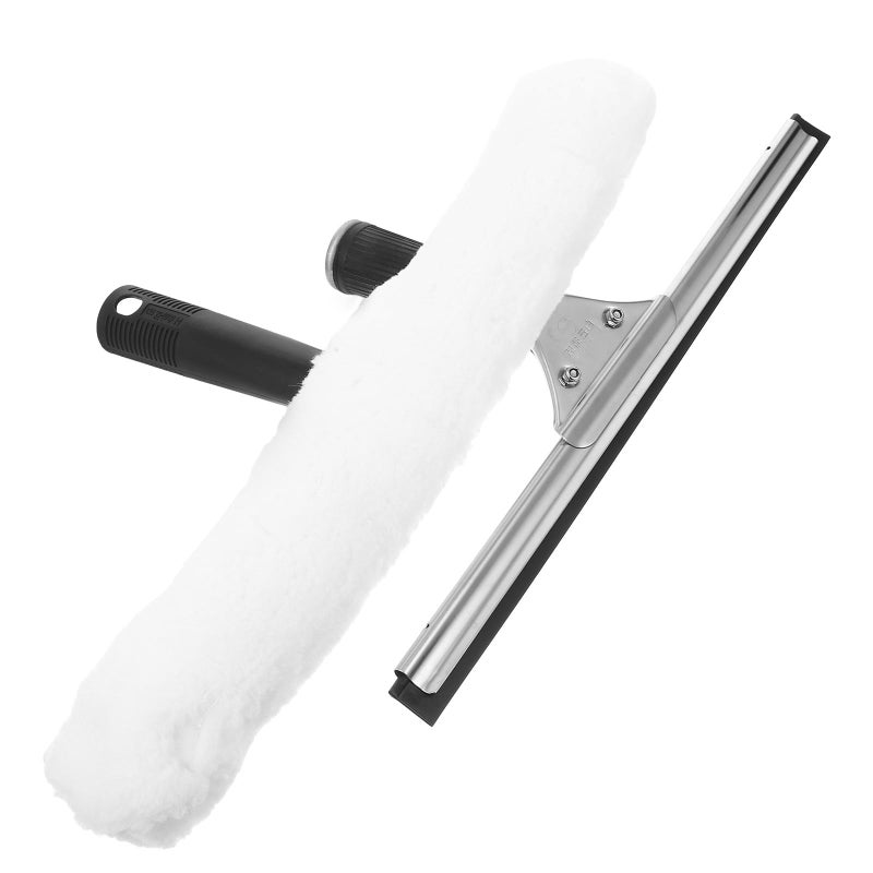 Manual Glass Window Cleaner Squeegee with Scrubber Cloth for Shower Doors Tiles Car Home Hotel School Use - Image 2