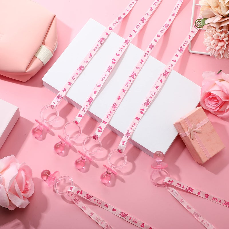 Coume 60 Pieces Baby Shower Pacifiers Necklace Acrylic Pacifiers Necklace Charm Party Favors for Girls Boys Baby Shower Party Decorations Table Scatter(Girl Style,Pink) - Image 4