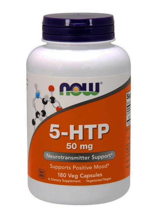 ناو فودز المكمل الغذائي ‎5-HTP لدعم الناقلات العصبية - 180 كبسولة نباتية - Image 1