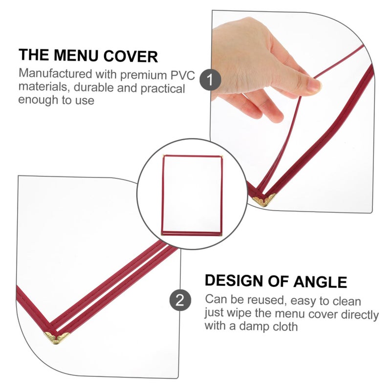 2Pcs Red PVC Transparent Menu Holders Water Oil Resistant Price List Covers - Image 5