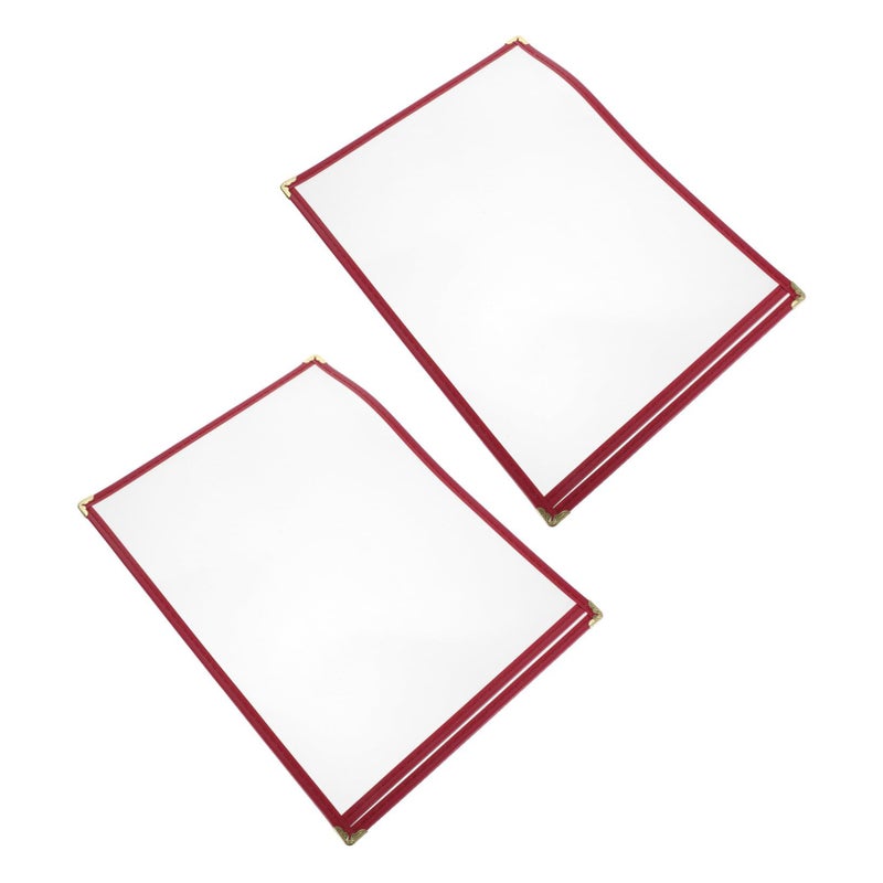 2Pcs Red PVC Transparent Menu Holders Water Oil Resistant Price List Covers - Image 2