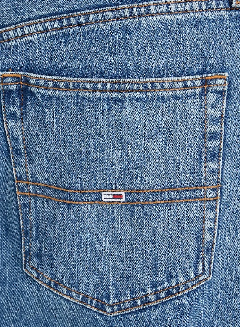 TOMMY JEANS Men's Isaac Relaxed Tapered Stonewash Jeans, Blue