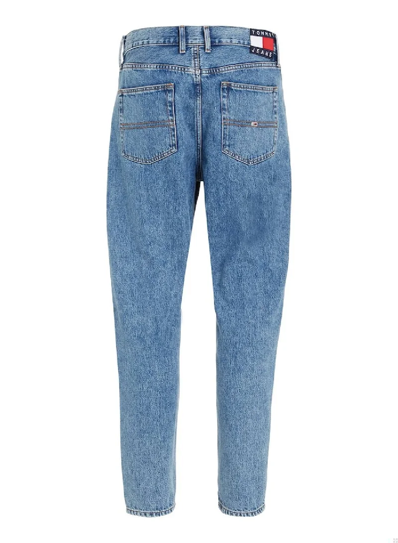TOMMY JEANS Men's Isaac Relaxed Tapered Stonewash Jeans, Blue