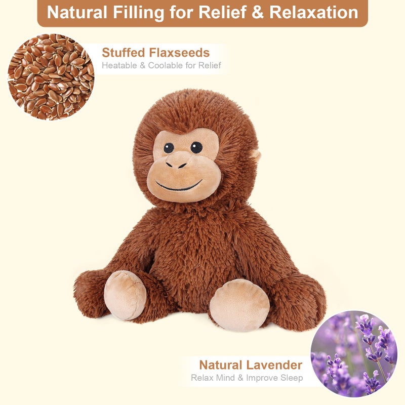SuzziPals Heatable & Coolable Monkey Stuffed Animal, Microwavable Heating Pad Plushies for Soothing & Relaxation, Lavender Scented Stuffed Plush Toys, Monkey Gifts Boys Girls - Image 2