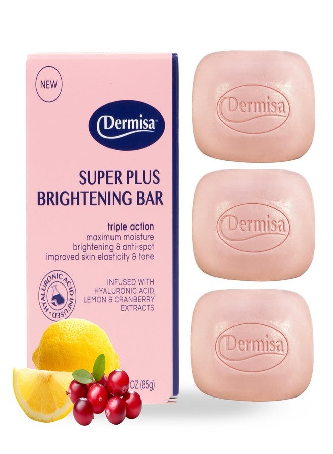 Dermisa Super Plus Brightening Bar | with Hyaluronic Acid and Lemon & Cranberry Extract | No Parabens, No Sulfates | 3 OZ Bar | 3-Pack - Image 1