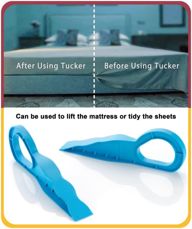 Amiraj Mattress Lifter/Bed Sheet Tucker Tool | 2-in-1 Durable & Ergonomic Bed Making Tool with Wedge Elevator, Relieves Back Pain | Easy to Use for Tucking Sheets/Holding Mattress | Pack of 2, Blue - Image 2