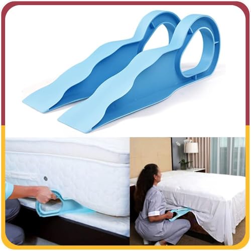Amiraj Mattress Lifter/Bed Sheet Tucker Tool | 2-in-1 Durable & Ergonomic Bed Making Tool with Wedge Elevator, Relieves Back Pain | Easy to Use for Tucking Sheets/Holding Mattress | Pack of 2, Blue - Image 3