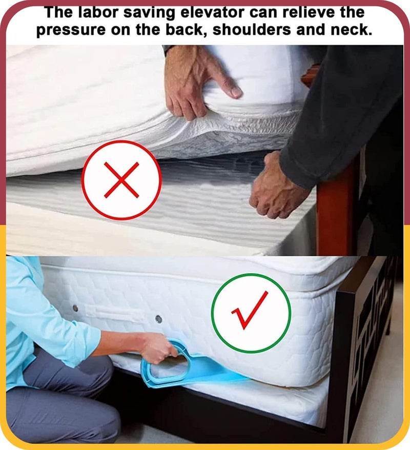 Amiraj Mattress Lifter/Bed Sheet Tucker Tool | 2-in-1 Durable & Ergonomic Bed Making Tool with Wedge Elevator, Relieves Back Pain | Easy to Use for Tucking Sheets/Holding Mattress | Pack of 2, Blue - Image 4