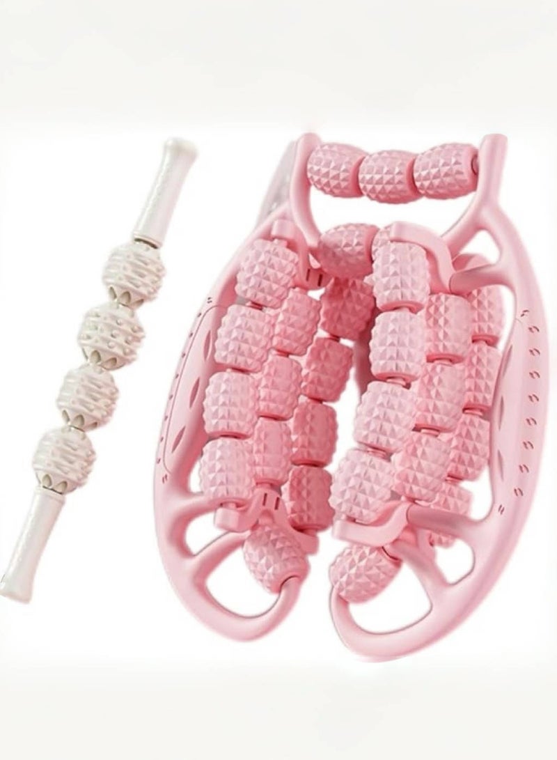 JoyousSto 2PCS Cellulite Massage Tool,Cellulite Remover for Legs,Massage Roller,Massage Stick,Muscle Roller,29 Roller Leg Slimming Massager (Pink) - Image 1