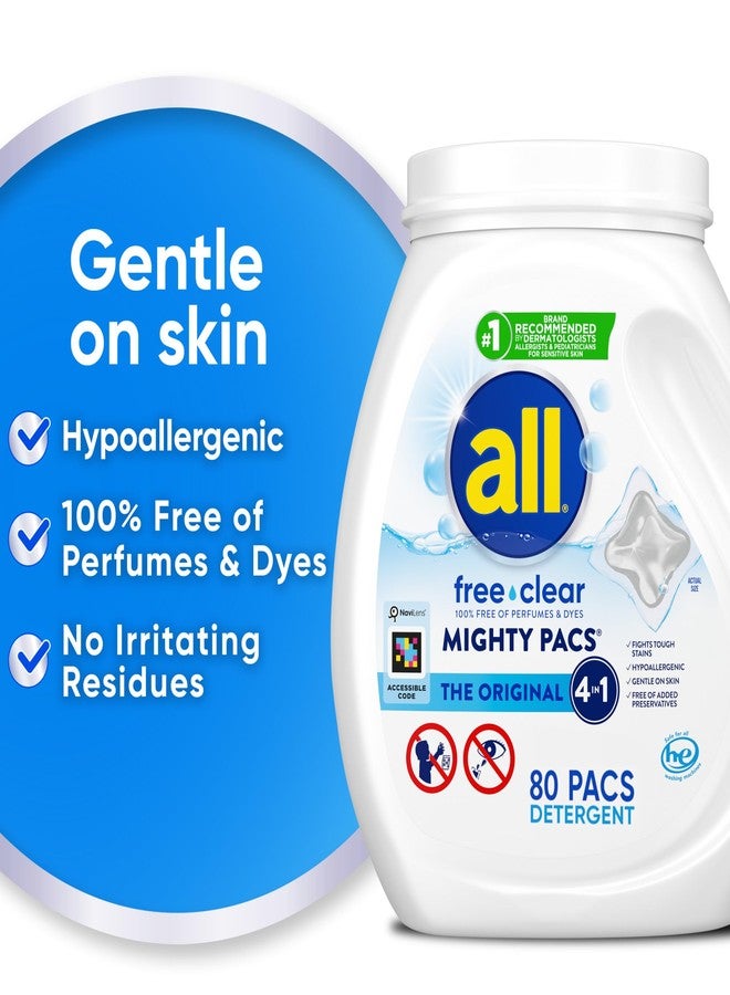 all Free Clear Mighty Pacs Laundry Detergent, for Sensitive Skin, Unscented and Dye Free, 80 Count - Image 2