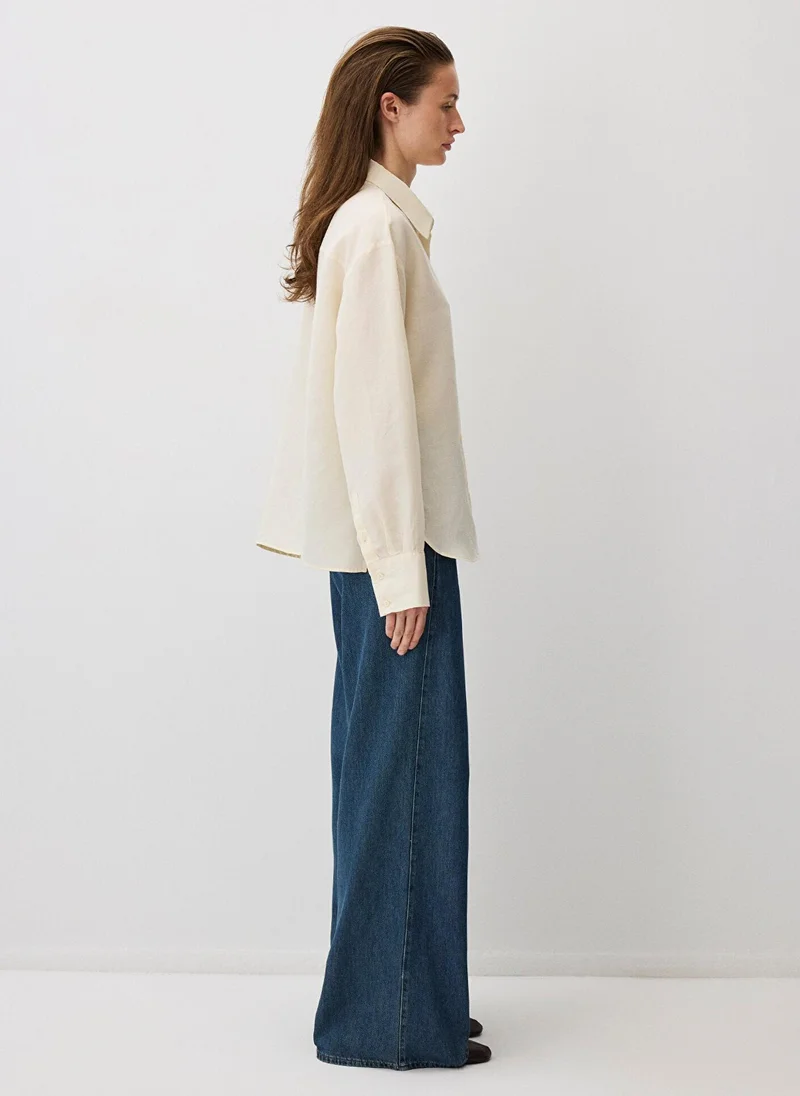 مافي Ecru Tencel TM Lyocell Blend Shirt