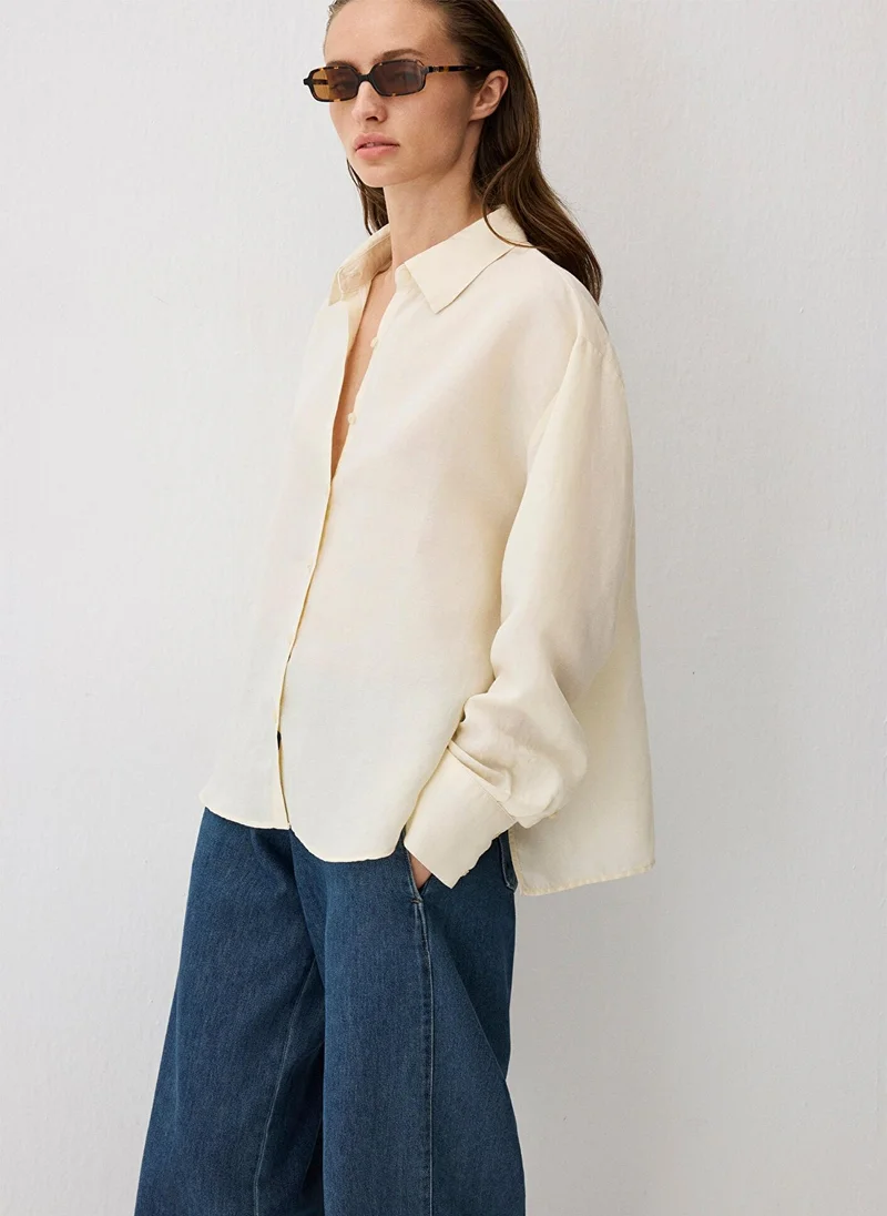 مافي Ecru Tencel TM Lyocell Blend Shirt