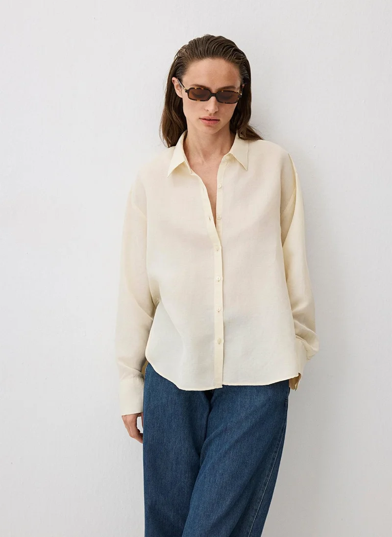 مافي Ecru Tencel TM Lyocell Blend Shirt