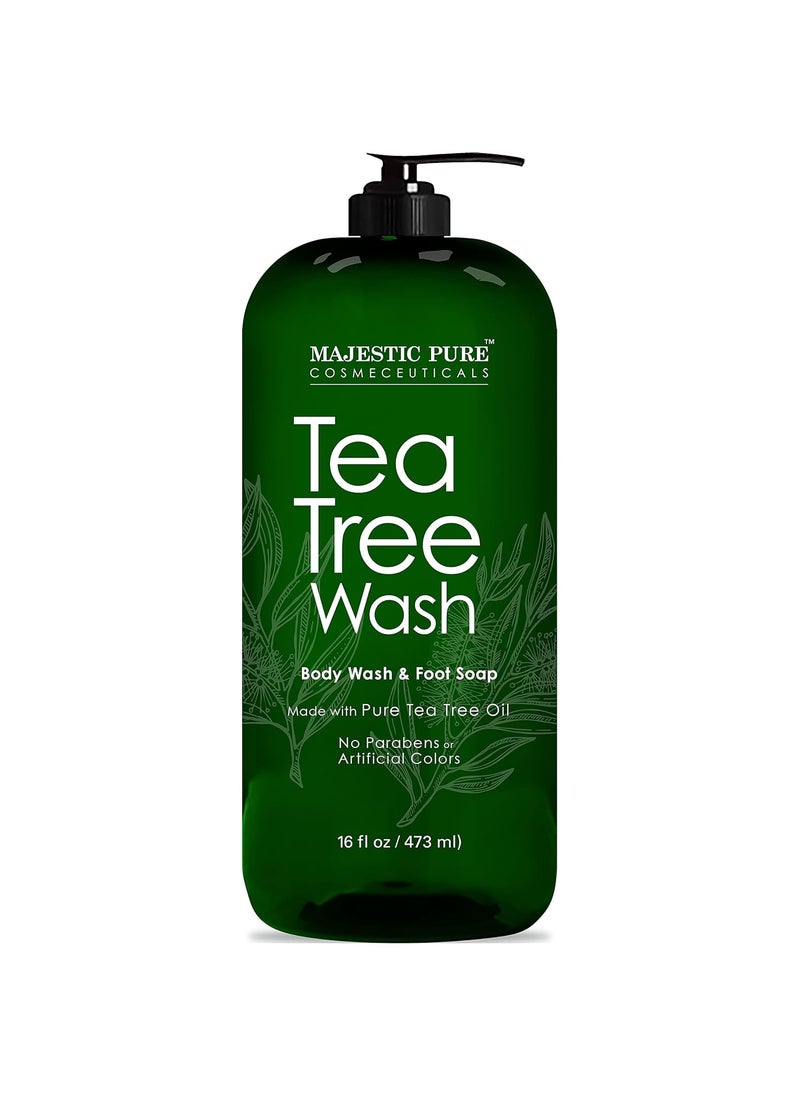 Majestic Pure Majestic Pure Tea Tree Body Wash  Formulated to Combat Dry Flaky Skin  Soothes Nourishes and Moisturizes Irritated Chapped Problem Skin Areas  Packaging may Vary 16 fl oz 
