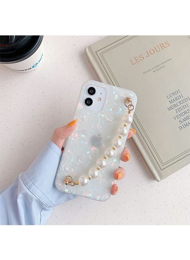 Generic - Light Luxury Shell Phone Case with Pearl Bracelet, Phone Case with Pearl Chain, Silicone Phone Case, Apple Phone Case, for Apple iPhone 14 Pro Max - Image 1