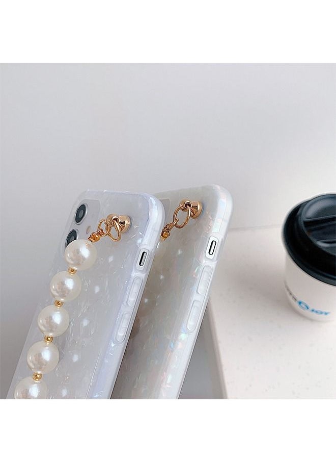 Generic - Light Luxury Shell Phone Case with Pearl Bracelet, Phone Case with Pearl Chain, Silicone Phone Case, Apple Phone Case, for Apple iPhone 14 Pro Max - Image 1
