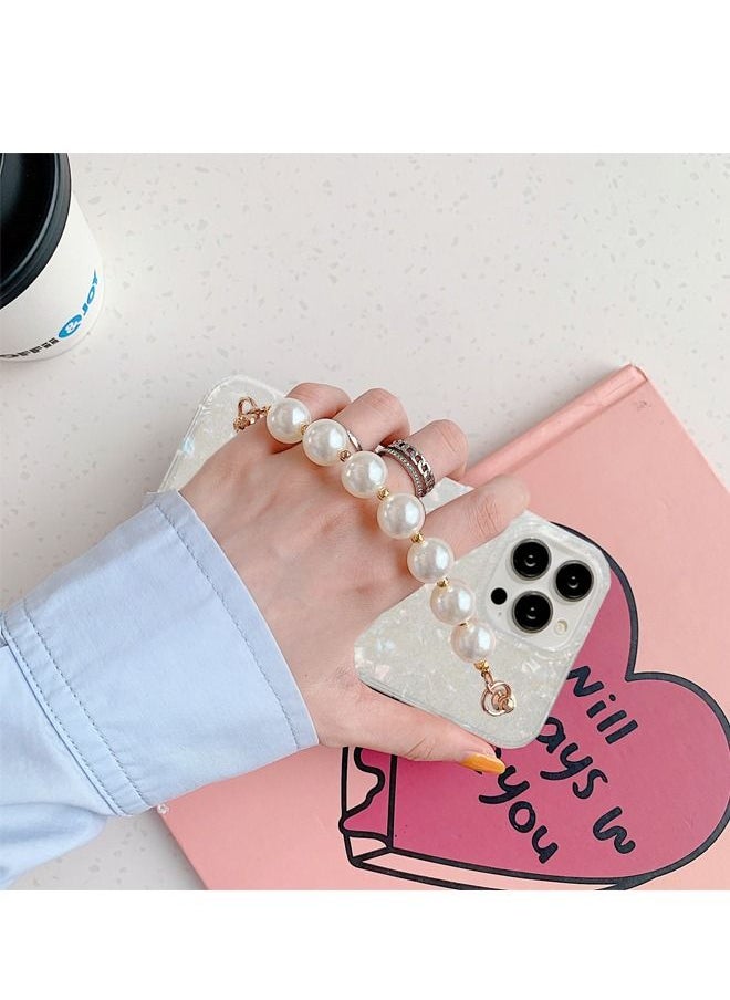 Generic - Light Luxury Shell Phone Case with Pearl Bracelet, Phone Case with Pearl Chain, Silicone Phone Case, Apple Phone Case, for Apple iPhone 14 Pro Max - Image 1