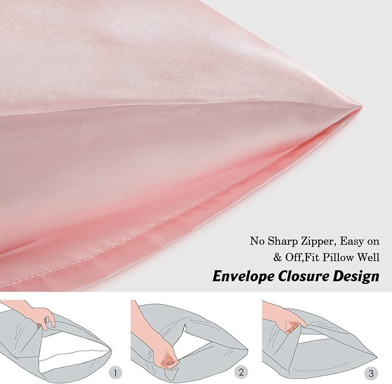 Rylan Pillow Cover RYLAN Satin Silk Pillow Cover for Hair and Skin 2 Piece with 3 Piece |Silk Pillow Covers with Envelope Closure end Design|Silk Pillow Cases 600 TC (Cream) - Image 4