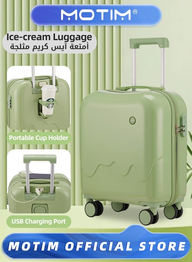Motim Multi-functional Travel Luggage Carry On Luggage with Cup Holder & USB Charging Port & Spinner Wheels Scratch Resistant and Wear-resistant Carry On Suitcase Large Capacity Checked-in Luggage - Image 1