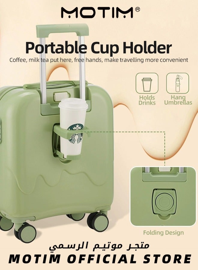 Motim Multi-functional Travel Luggage Carry On Luggage with Cup Holder & USB Charging Port & Spinner Wheels Scratch Resistant and Wear-resistant Carry On Suitcase Large Capacity Checked-in Luggage - Image 4