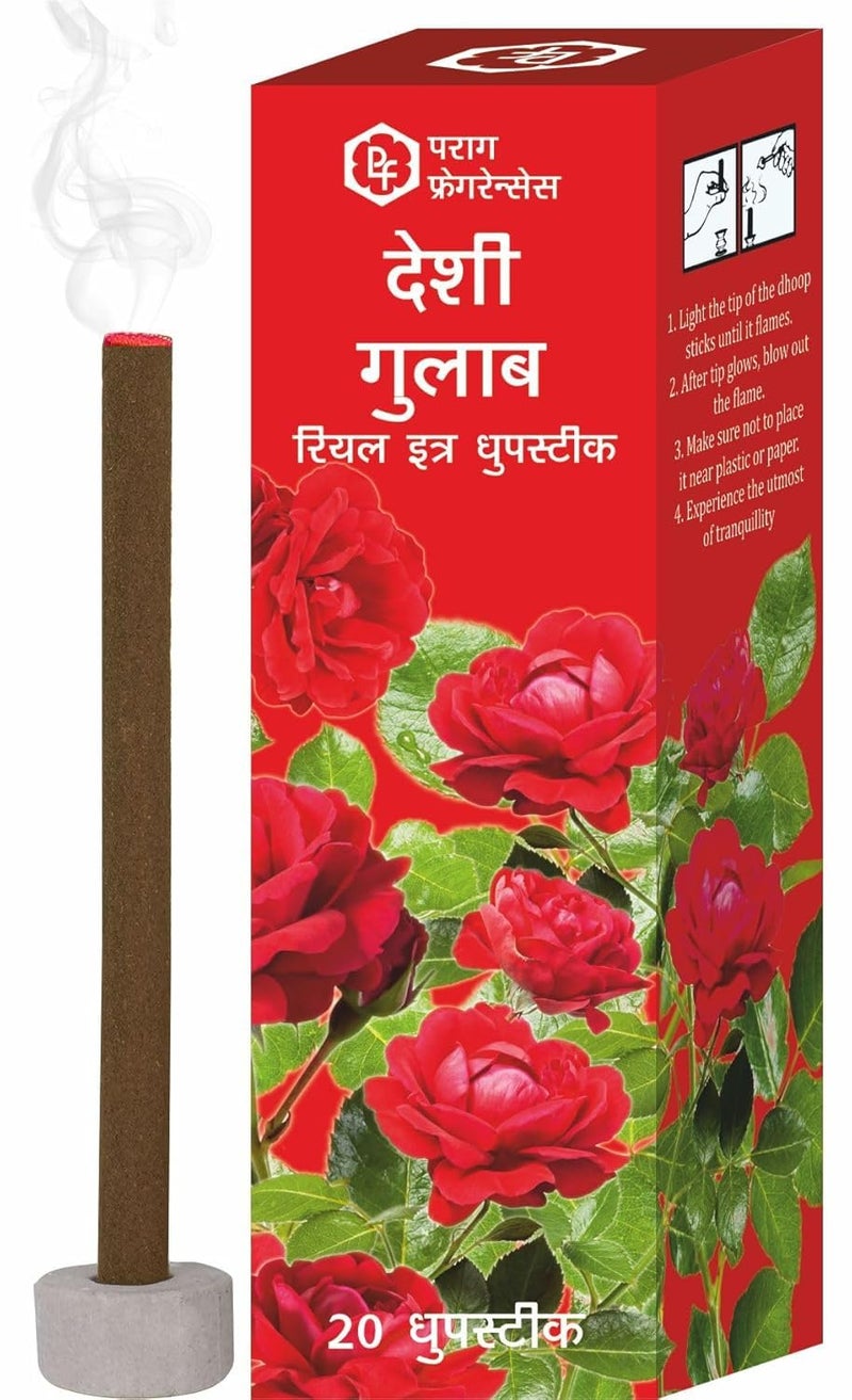PARAG FRAGRANCES Parag Fragrances Natural Raat Rani Desi GulabJavadhuTaja Chemeli Malyagiri Sandal Dhoop 100 Sticks Pack - Image 4
