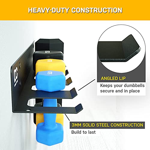 Double Circle Dumbbells Rack Home Gym Storage (Rack Only), 6-Slot Free Weight Holder, Heavy-Duty Wall-Mounted Steel Stand for Strength Training Equipment, 2 Carabiners and Mounting Hardware - Image 5