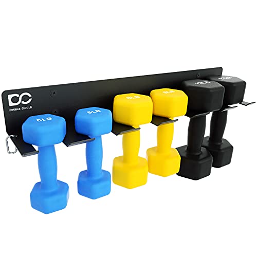 Double Circle Dumbbells Rack Home Gym Storage (Rack Only), 6-Slot Free Weight Holder, Heavy-Duty Wall-Mounted Steel Stand for Strength Training Equipment, 2 Carabiners and Mounting Hardware - Image 1