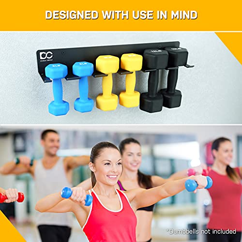 Double Circle Dumbbells Rack Home Gym Storage (Rack Only), 6-Slot Free Weight Holder, Heavy-Duty Wall-Mounted Steel Stand for Strength Training Equipment, 2 Carabiners and Mounting Hardware - Image 2
