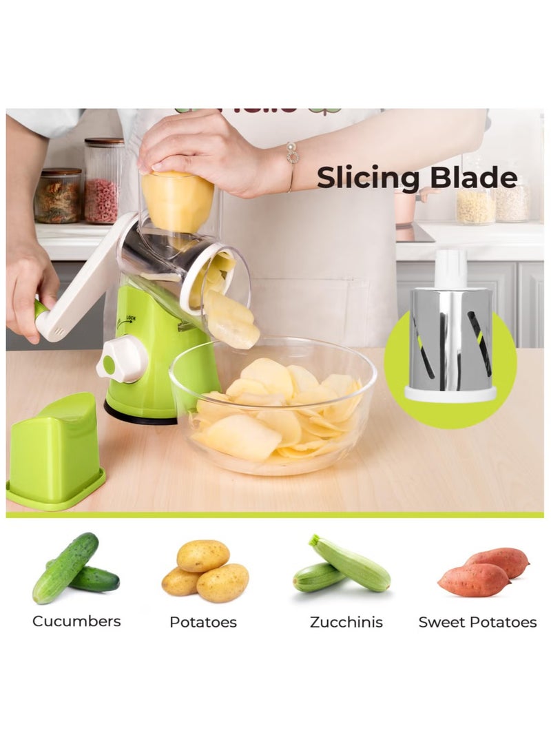 Ashbellazza - Rotary Cheese Grater - 3-in-1 Stainless Steel Manual Drum Slicer - Image 1