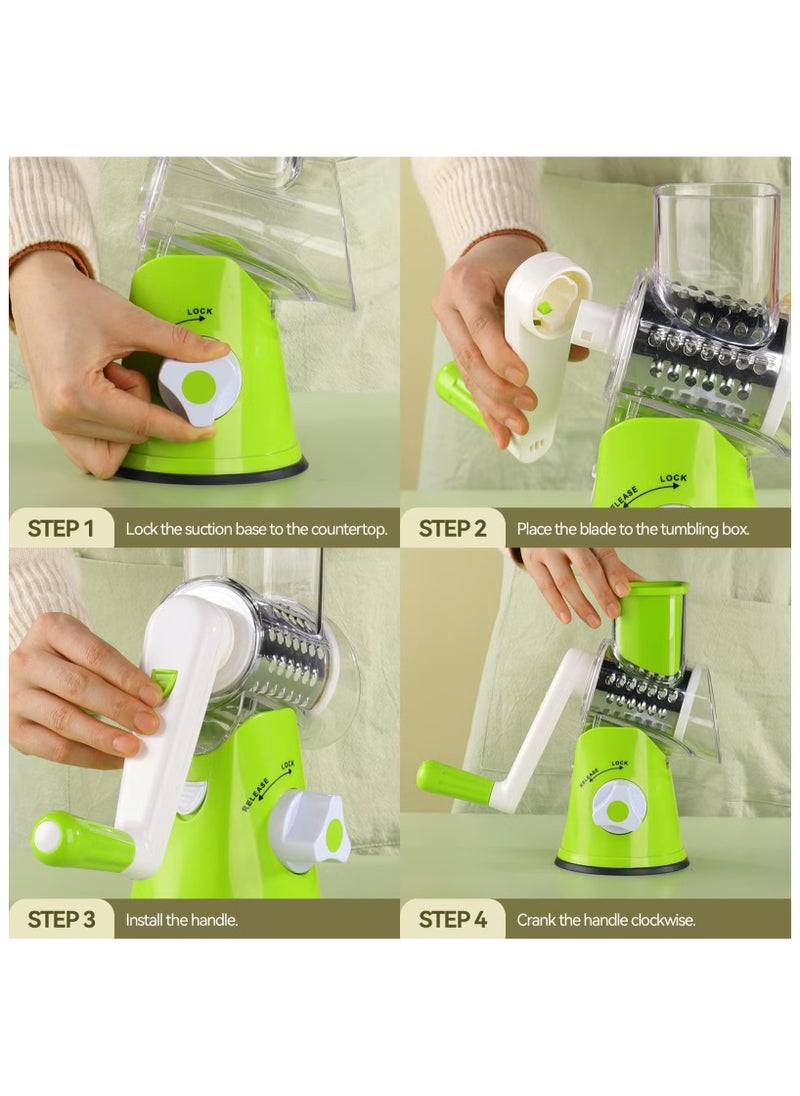 Ashbellazza - Rotary Cheese Grater - 3-in-1 Stainless Steel Manual Drum Slicer - Image 1