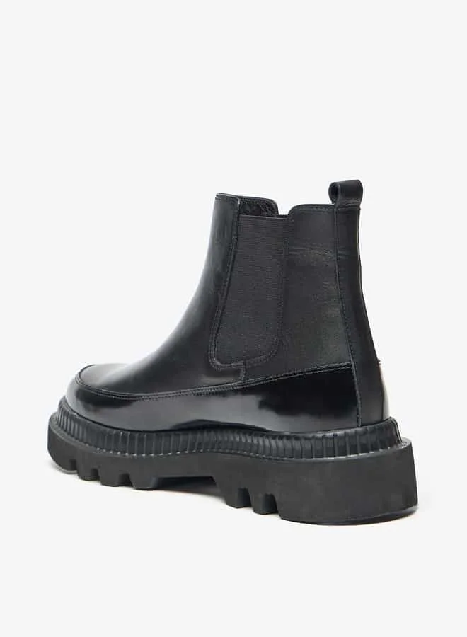 DUCHINI Men's Solid Slip-On Chelsea Boots