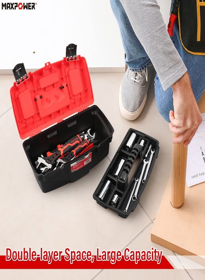 MAXPOWER 13-Inch Tool Box, Small Toolbox with Removable Tray & Dual Lock Secured Tool Box Organizer for Household - Image 5