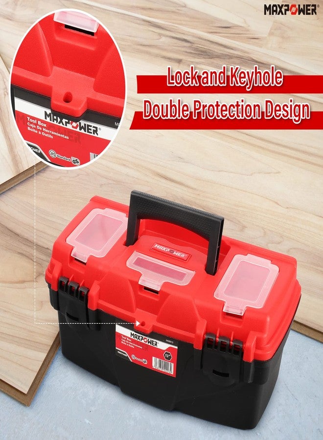 MAXPOWER 13-Inch Tool Box, Small Toolbox with Removable Tray & Dual Lock Secured Tool Box Organizer for Household - Image 4