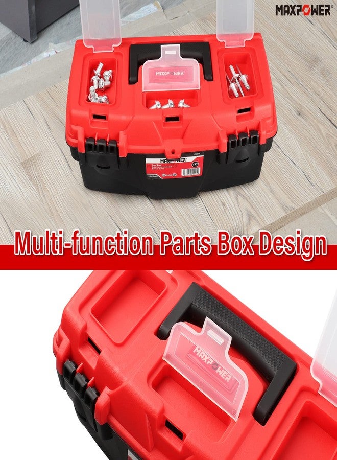 MAXPOWER 13-Inch Tool Box, Small Toolbox with Removable Tray & Dual Lock Secured Tool Box Organizer for Household - Image 3