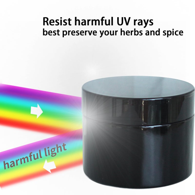 Matoolser Black Glass Storage Jar 250ml Wide Mouth Airtight UV Protection Container for Spice Coffee - Image 2