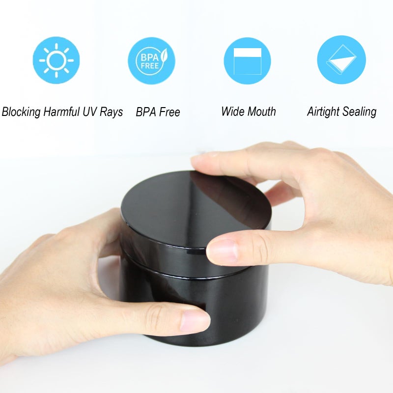 Matoolser Black Glass Storage Jar 250ml Wide Mouth Airtight UV Protection Container for Spice Coffee - Image 4