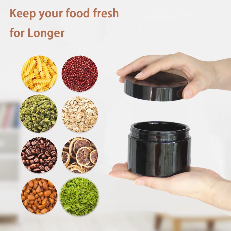 Matoolser Black Glass Storage Jar 250ml Wide Mouth Airtight UV Protection Container for Spice Coffee - Image 5