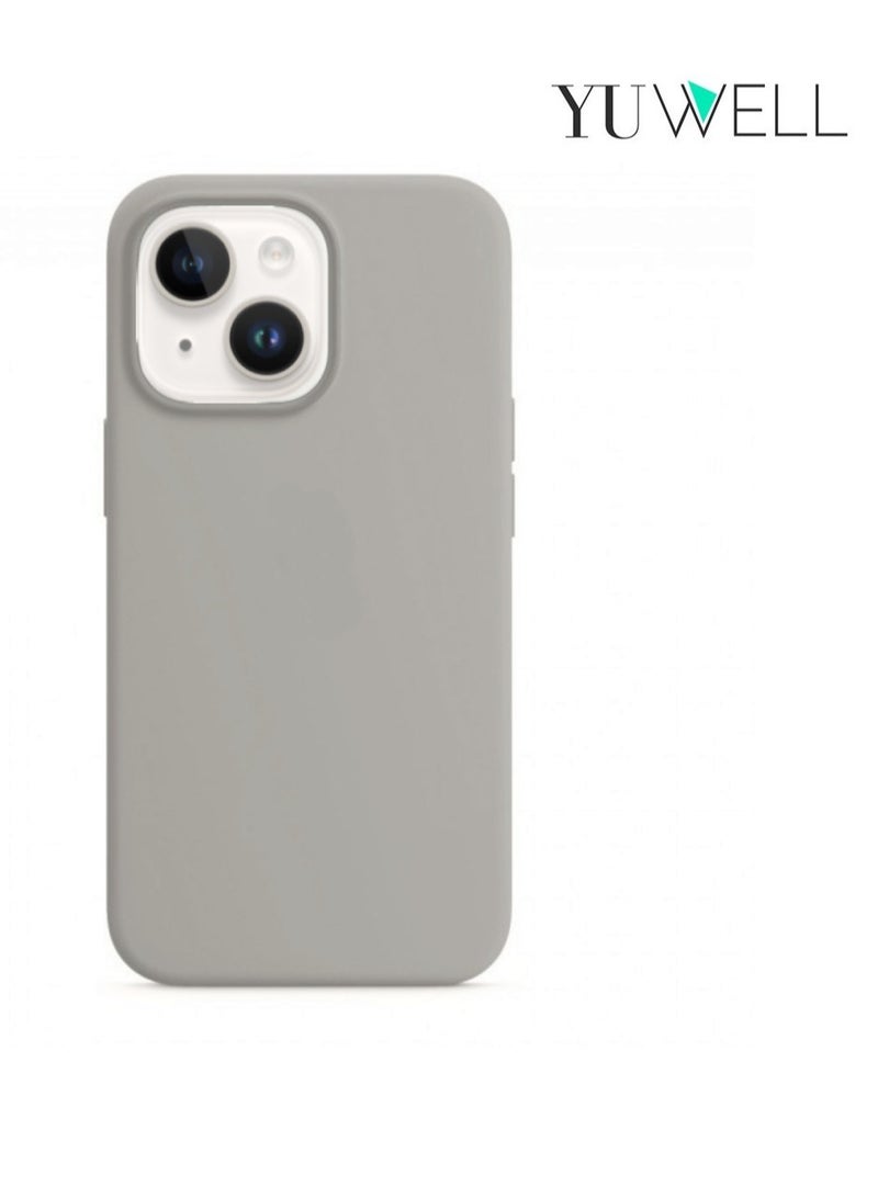 Yuwell iPhone 14 Silicone Protective Case For iPhone 14 6.1inch Soft Liquid Gel Rubber Cover Shockproof Thin Cover Compatible For iPhone 14 Grey 