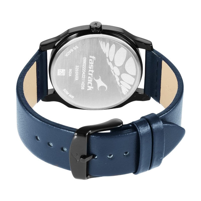 Fastrack Stunners 4.0 Men's Quartz Analog | Blue Dial with Brown Leather Strap | Quirky Fashion Statement & 5 ATM Resistance - 3255NL03 - Image 5
