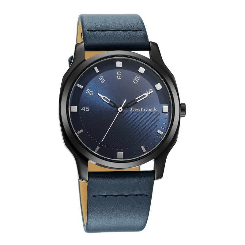 Fastrack Stunners 4.0 Men's Quartz Analog | Blue Dial with Brown Leather Strap | Quirky Fashion Statement & 5 ATM Resistance - 3255NL03 - Image 4