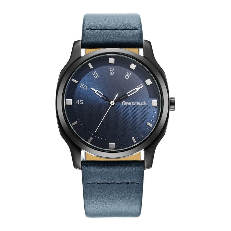 Fastrack Stunners 4.0 Men's Quartz Analog | Blue Dial with Brown Leather Strap | Quirky Fashion Statement & 5 ATM Resistance - 3255NL03 - Image 1